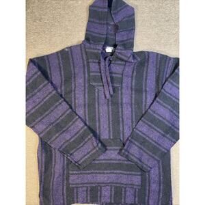 Men’s Earthbound Poncho Pullover Striped XXL Purple